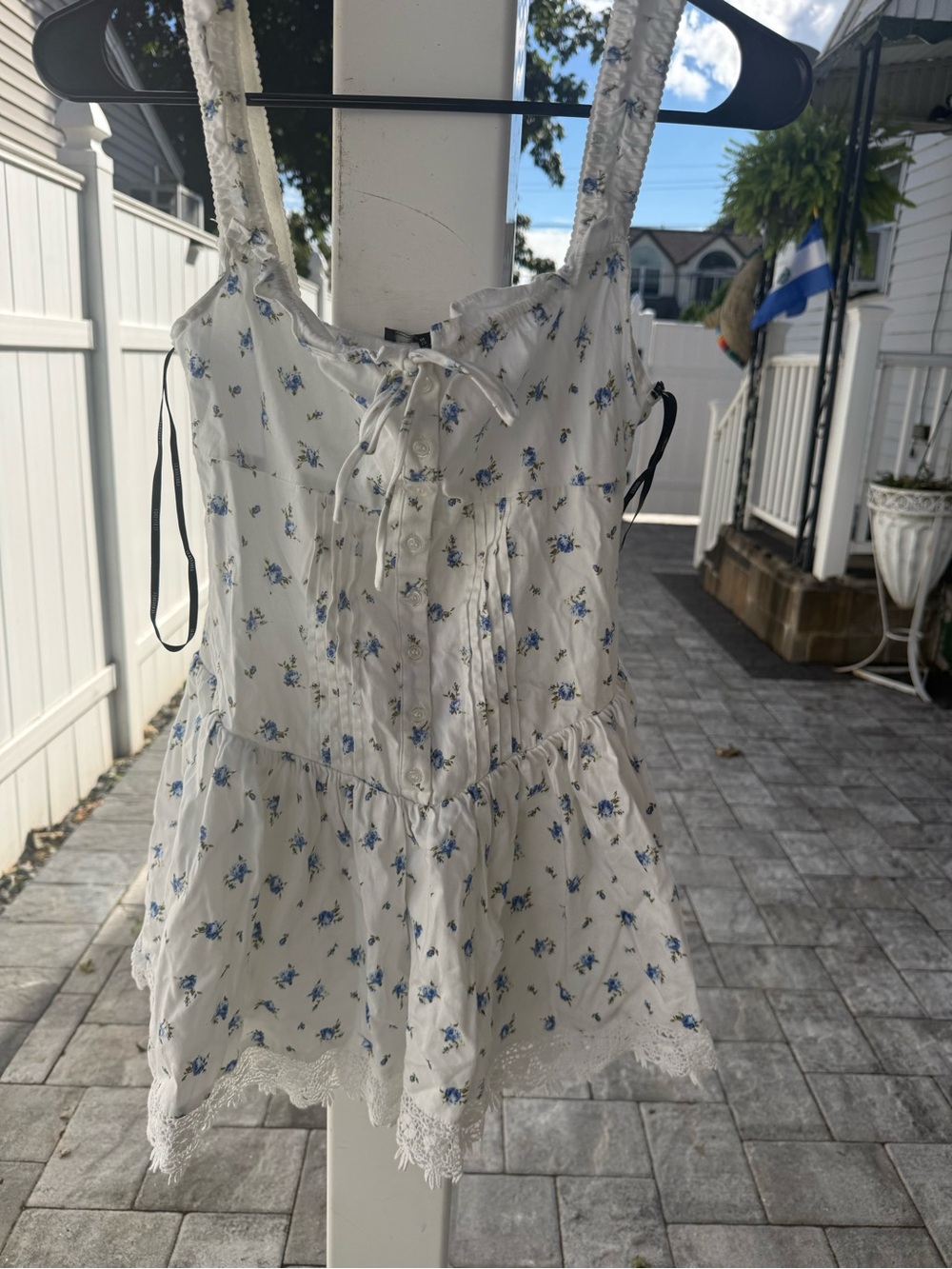 Forever 21 White Sundress with Blue Floral Print